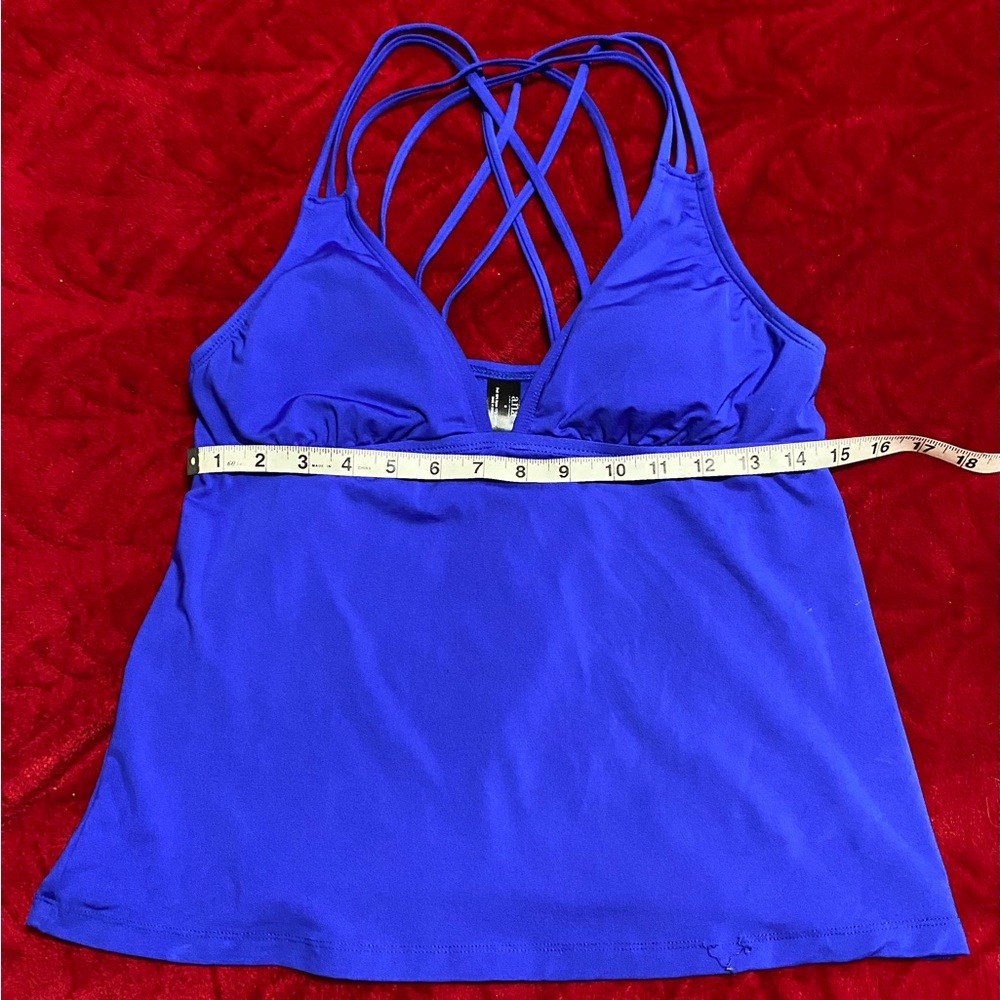 CLOSET CLEAN OUT Like New Medium Ana Tankini Top Beautiful Blue Padding Slimming - Picture 3 of 14